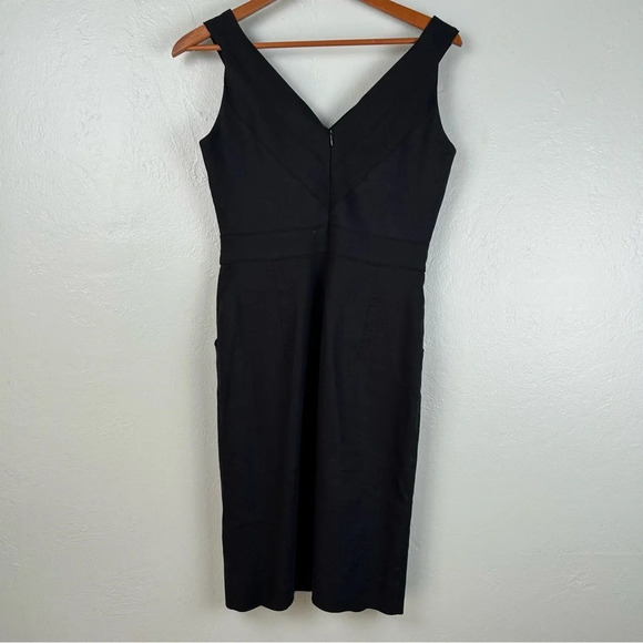Milly Sleeveless Little Black Dress Bondage Pockets V-Neck Size 6 0039 - Picture 7 of 12